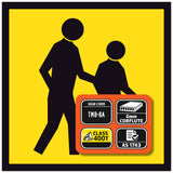 Pedestrians Symbolic TM8-8A 600x600mm corflute traffic sign panel with black pedestrian symbol on yellow reflective background