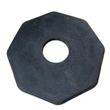 Orange T-top traffic bollards with black bases for traffic control