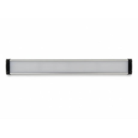 612mm double row LED strip light with aluminium body and black end caps, switched off
