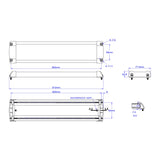 Dimension drawing of the 612mm strip light showing 600mm body, 77.5mm width, 20.8mm height and waterproof vent