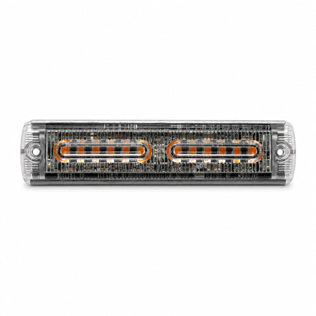 U30-12A ultra-slim LED warning light head front view showing two banks of amber LEDs behind the clear lens