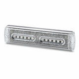 Angled view of the slim clear-lens U30-12A warning light head showing the two six-LED banks