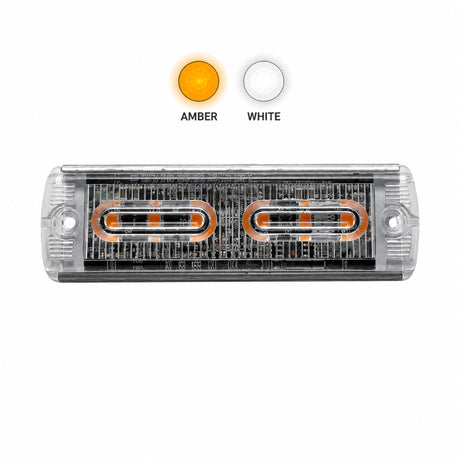 U30-6 ultra-slim LED warning light head, front view of the lens, unlit with colour swatch selector