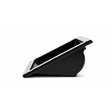 Side profile of the wedge-shaped black window mount showing the angled face and 3M adhesive frame
