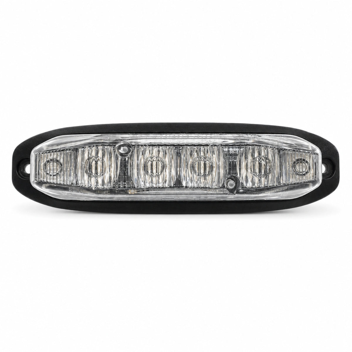 X6 18W LED warning light head, front view showing LED detail and the mounting screw hole in the housing.