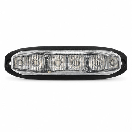 X6 18W LED warning light head, front view showing LED detail and the mounting screw hole in the housing.