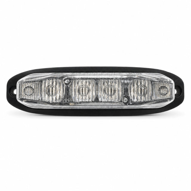 X6 18W LED warning light head, front view showing LED detail and the mounting screw hole in the housing.