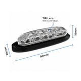 X6 18W LED warning light head technical dimension drawing, 90 x 20 x 18mm, 911 Signal branding