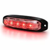 X6 18W LED warning light head, red variant, angled view of the unlit clear lens and black housing