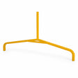 Yellow powder coated curved traffic sign frame leg on a white background