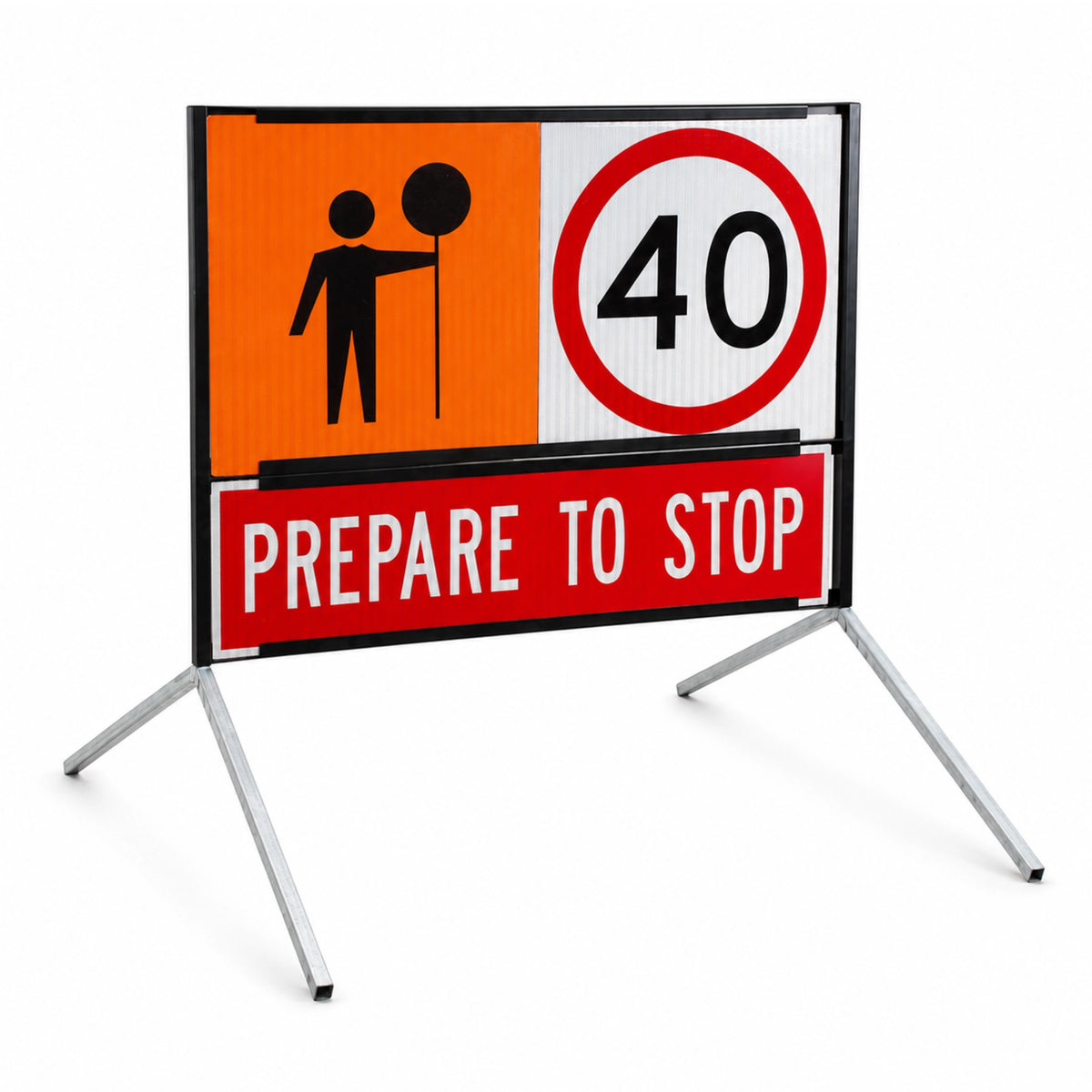 DuraGal traffic sign Y-leg deployed as part of a temporary traffic management sign setup